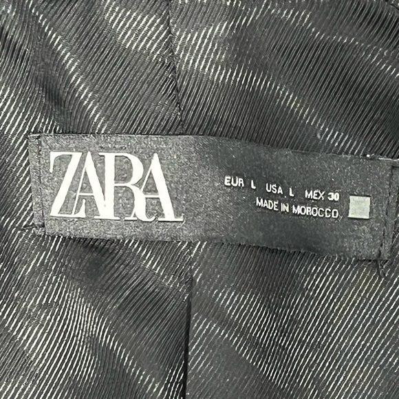 ZARA WOMEN INVERTED LAPEL FROCK COAT LONG BLAZER BLACK CLASSIC SIZE L - Picture 4 of 12